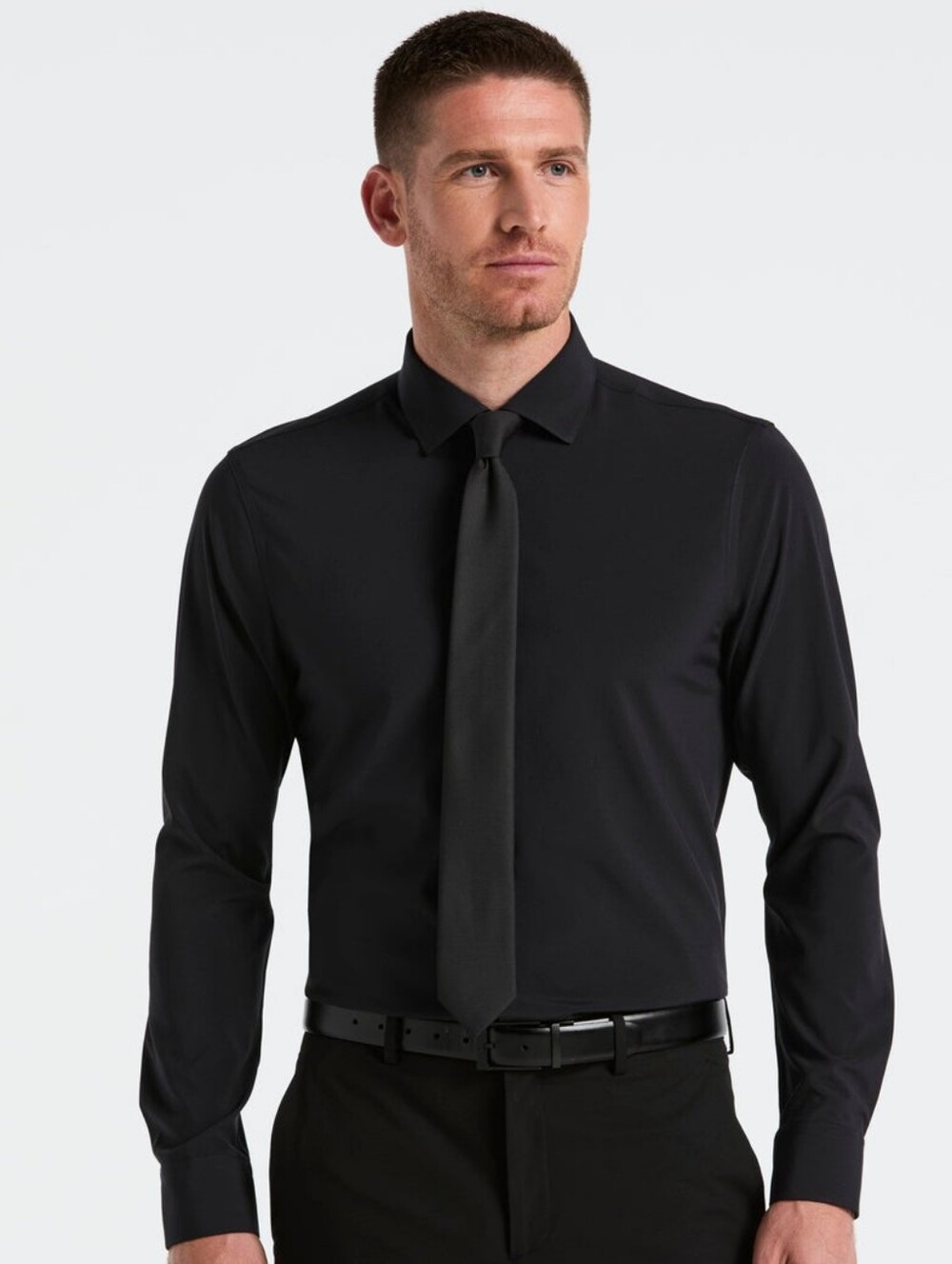 Perry Ellis Premium "The Tech Shirt" Men's Slim Fit Dress Black Size 15.5/32-33